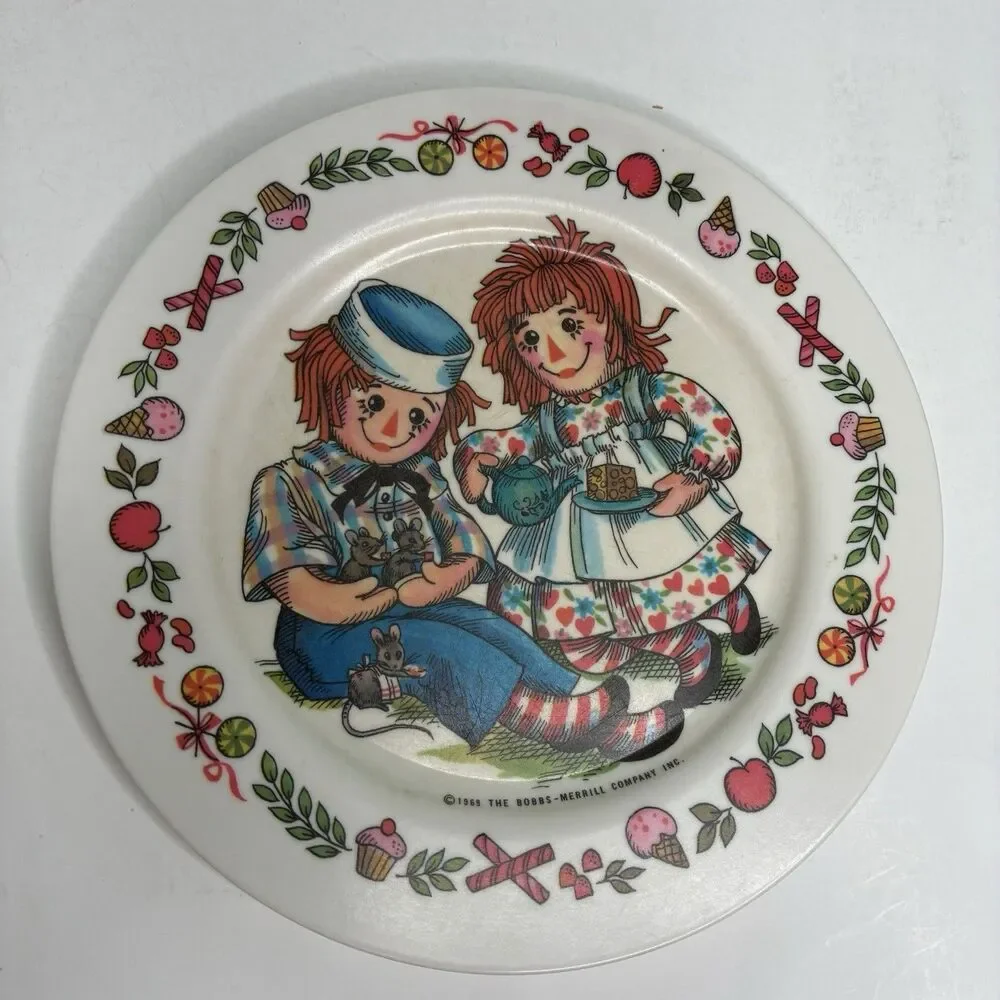 Vintage 1969 Raggedy Ann & Andy Children’s Dish Set Oneida Deluxe Set of 3